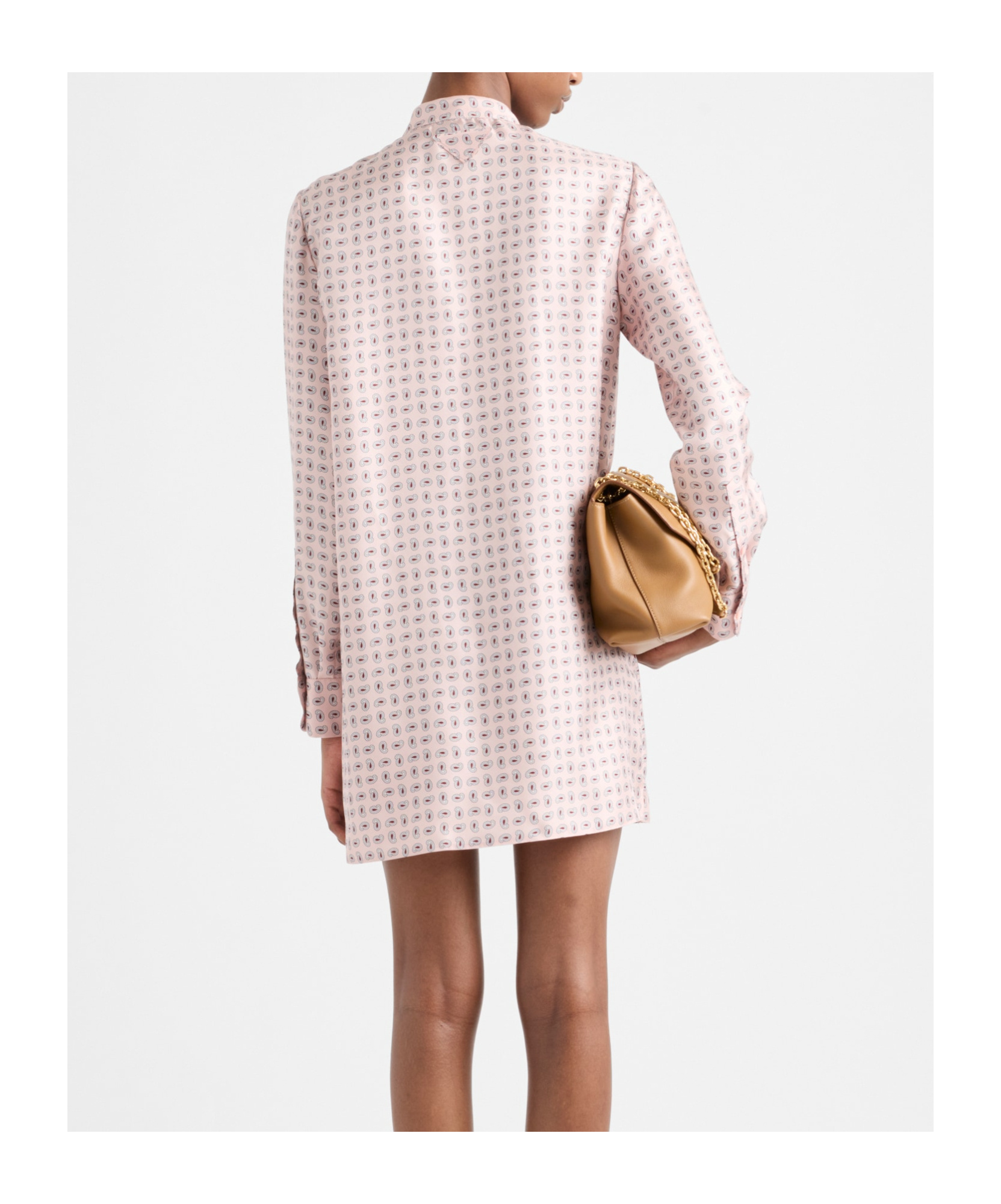 Prada Printed Twill Silk Mini Dress In Snow Pink