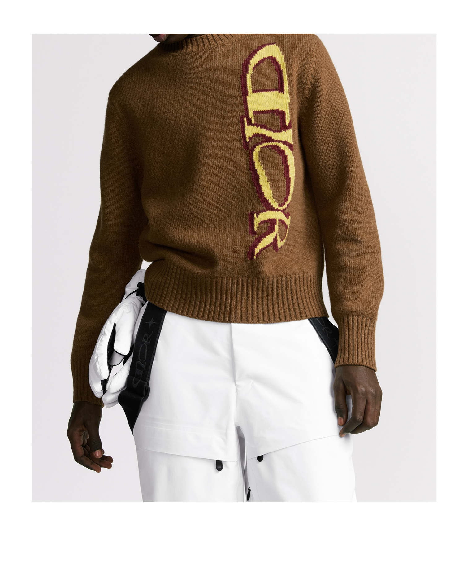 Dior Long-sleeved Wool Sweater In Brown