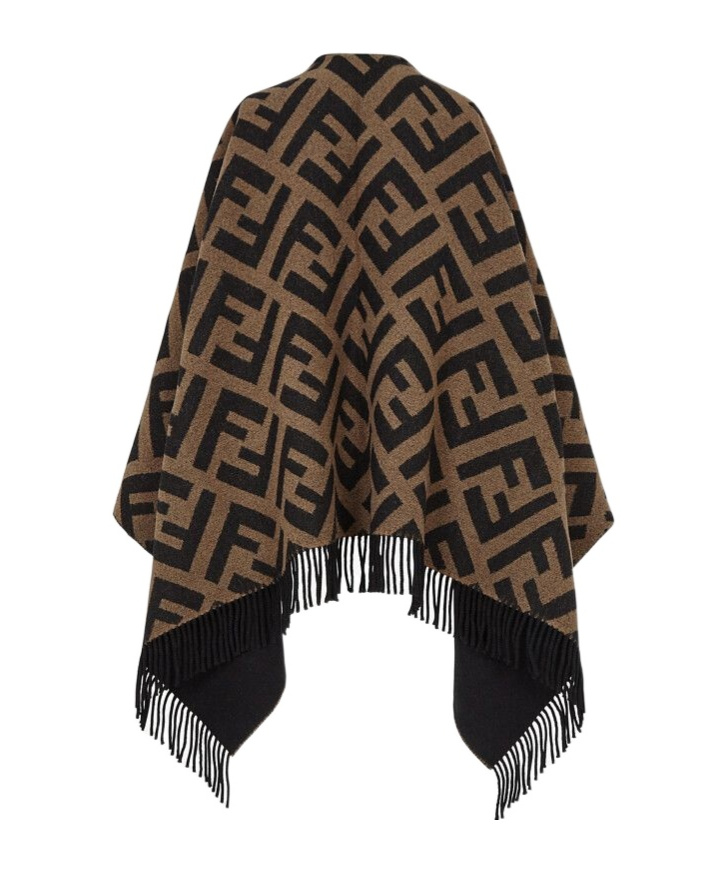 Fendi Monogram Pattern Cape In Black
