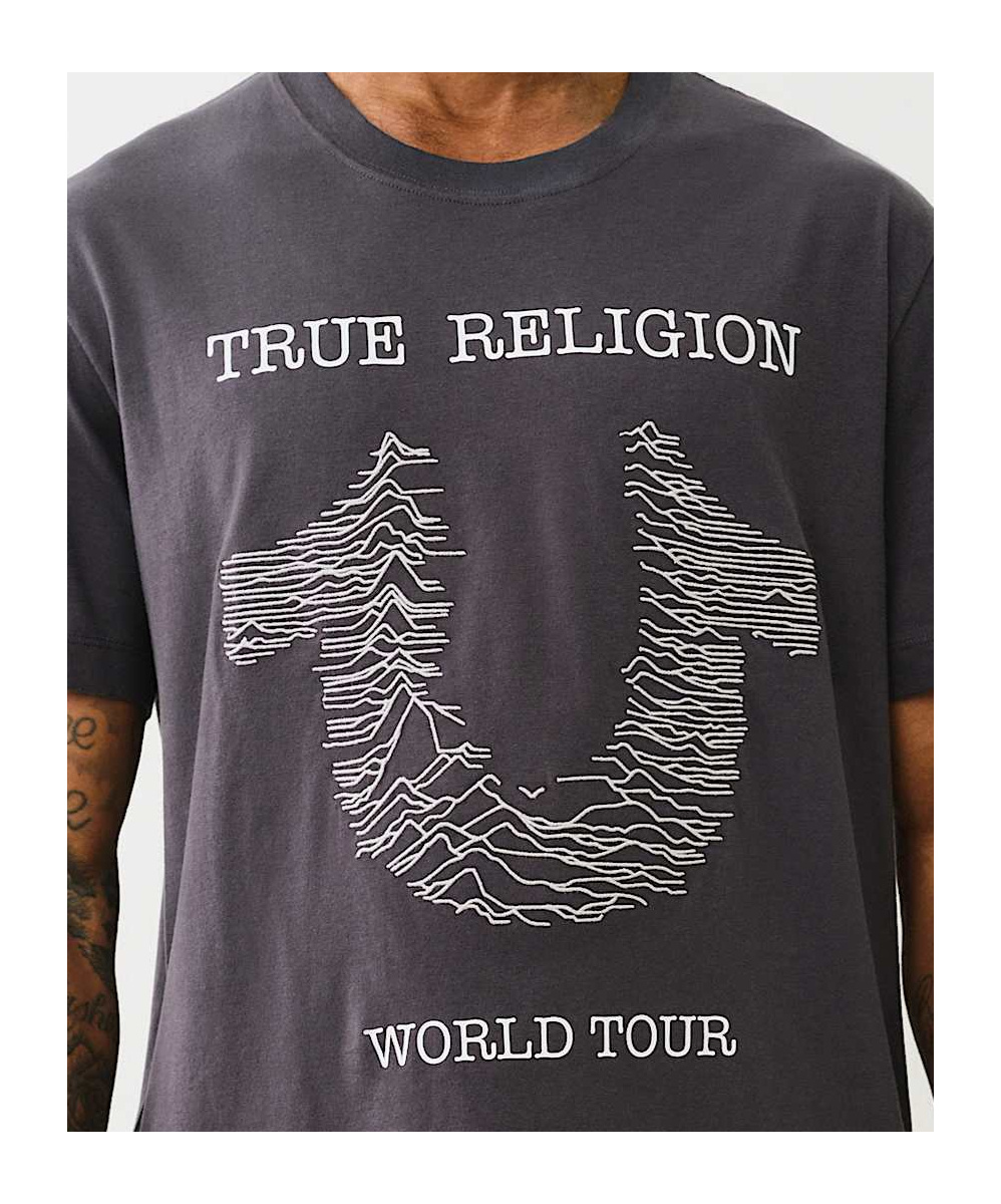 True Religion Embroidered Radio Wave Horseshoe Tee In Blue