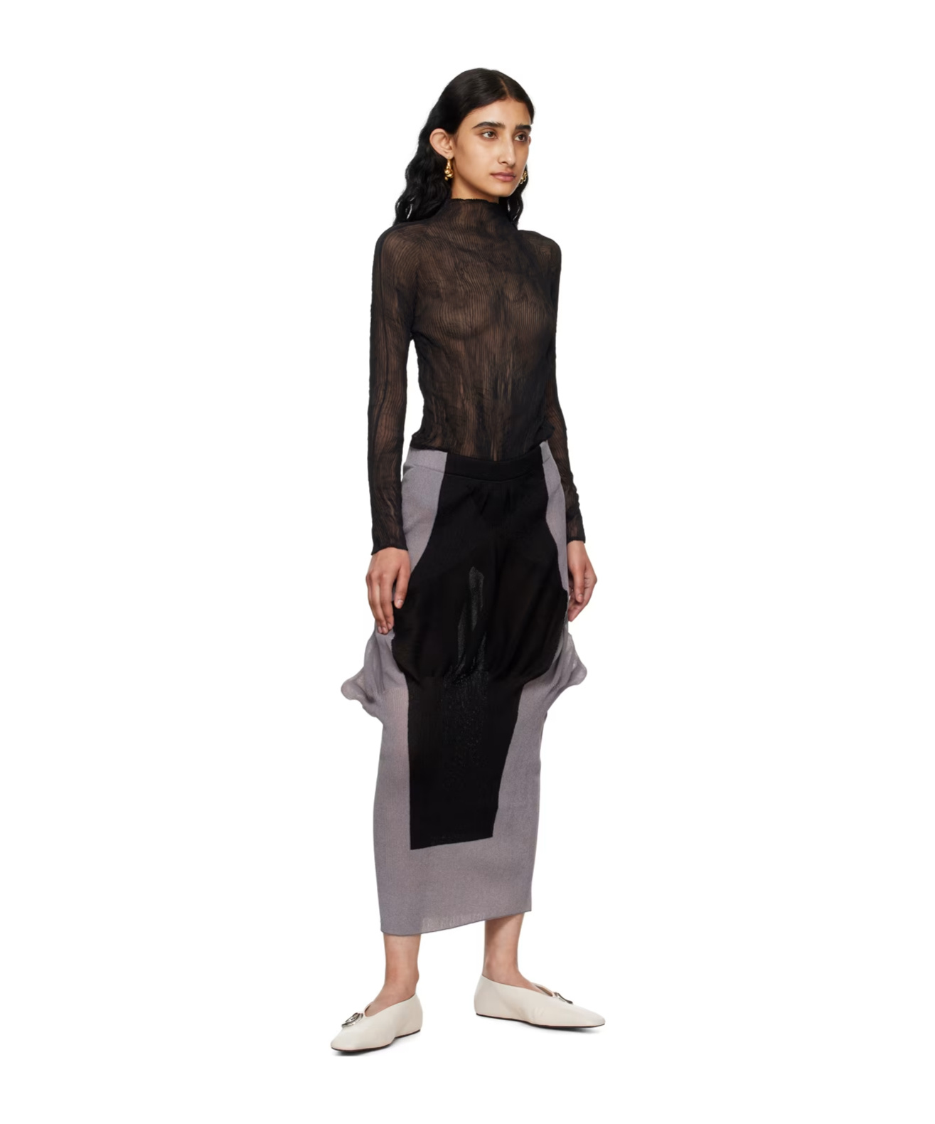 Issey Miyake Elastic Waist Skirt In Black