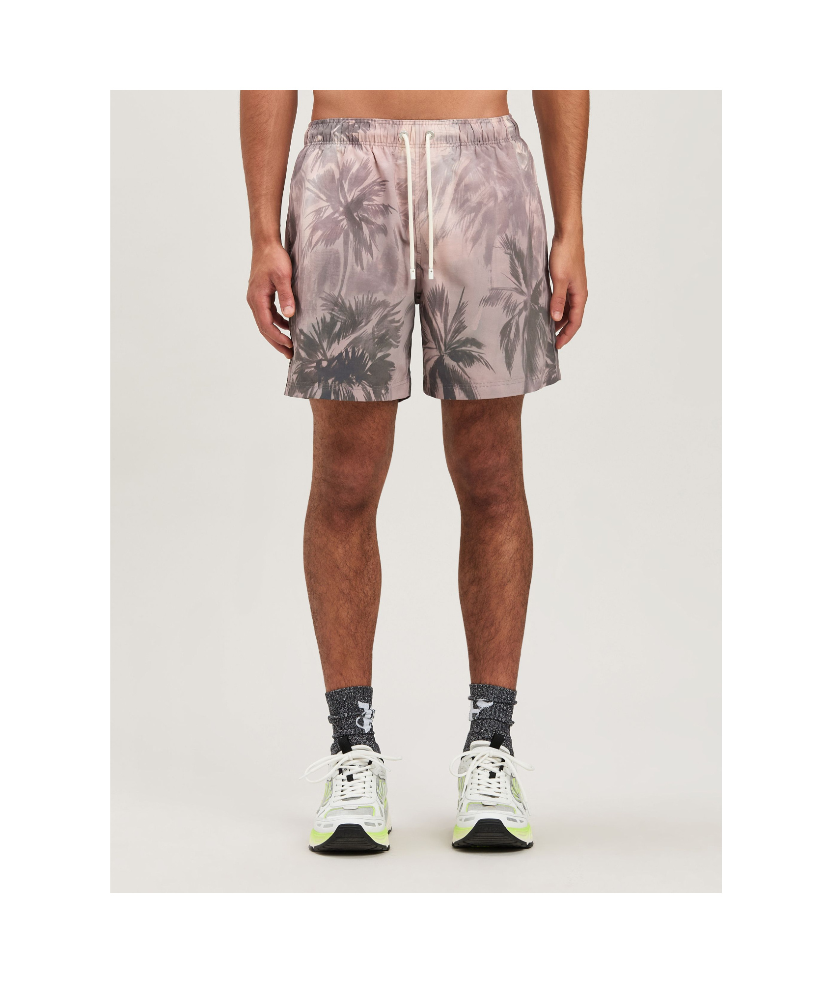 Palm Angels Mini Sunset Palms Swim Shorts In Gray