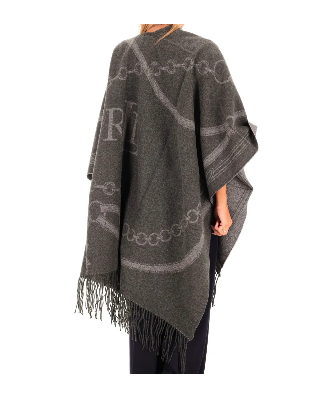 Ralph Lauren Fringed-detail Cape In Gray