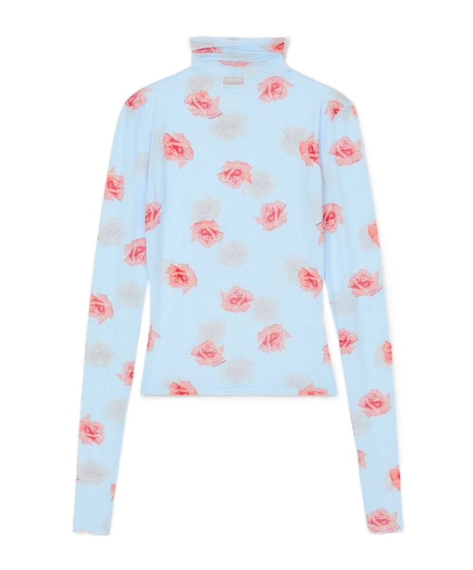 Kenzo Rose Print Long-sleeved Blouse In Multicolor