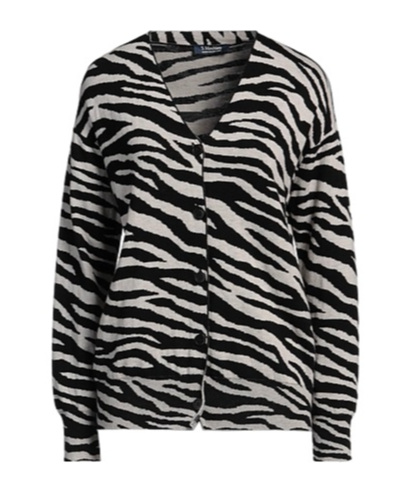 Max Mara Zebra-print Lightweight Knit Sweater In Black
