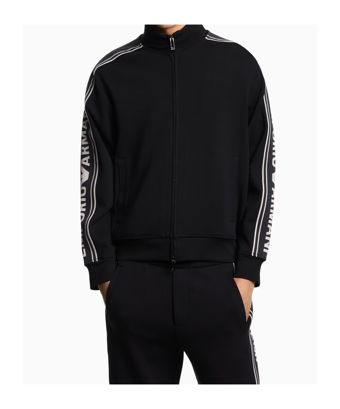 Emporio Armani Zipper Sweatshirt In Black