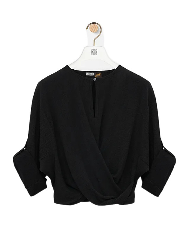 Loewe Blouse In Cotton And Silk In Black