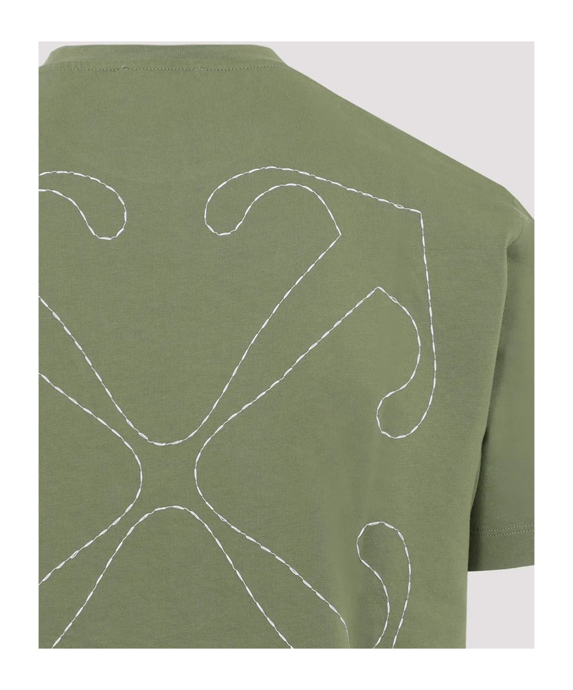 Off-white Arrows-stitching Cotton T-shirt In Green