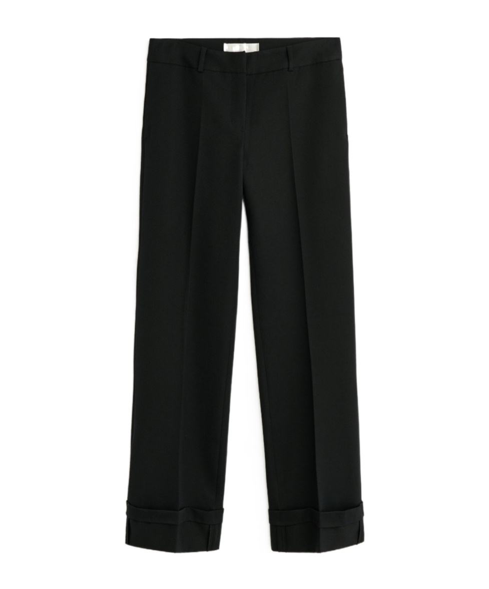 Our Legacy High-waisted Wide-leg Trousers With Tailored Cuff Hem In Black