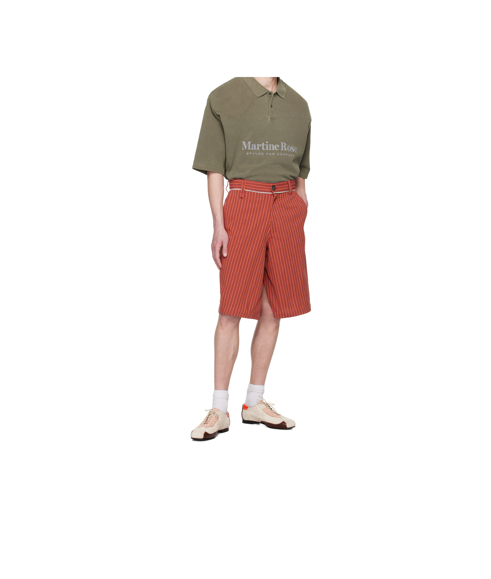 Martine Rose Red Twisted Skate Shorts In Red