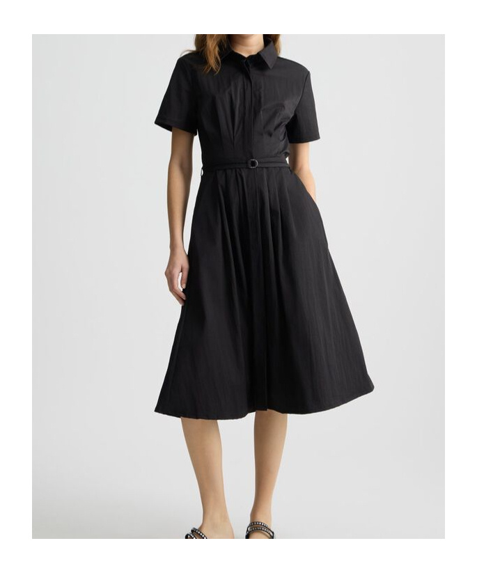 Liu •jo Liu Jo Midi Black Dress With Classic Shirt Design In Black