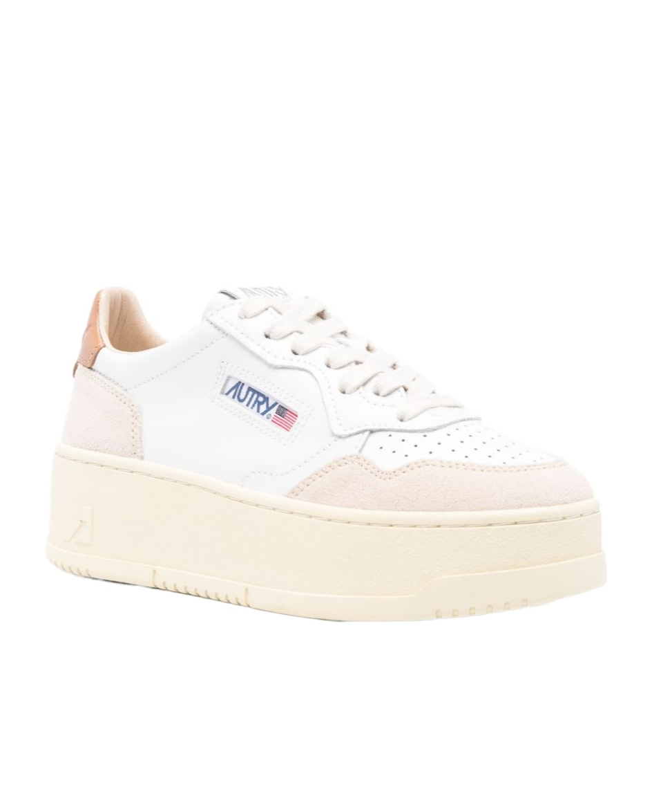 Autry Medalist Platform Leather Sneakers In White