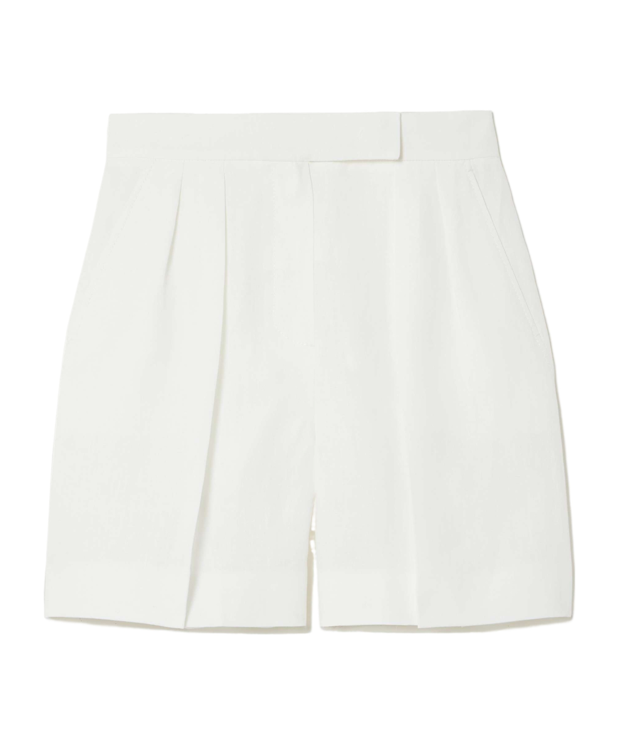 Max Mara Pleated Straight Shorts In White