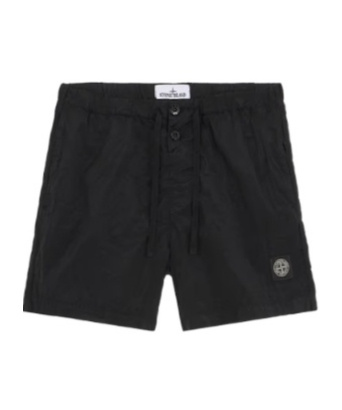 Stone Island Compass Patch Drawstring Swim Shorts In Black