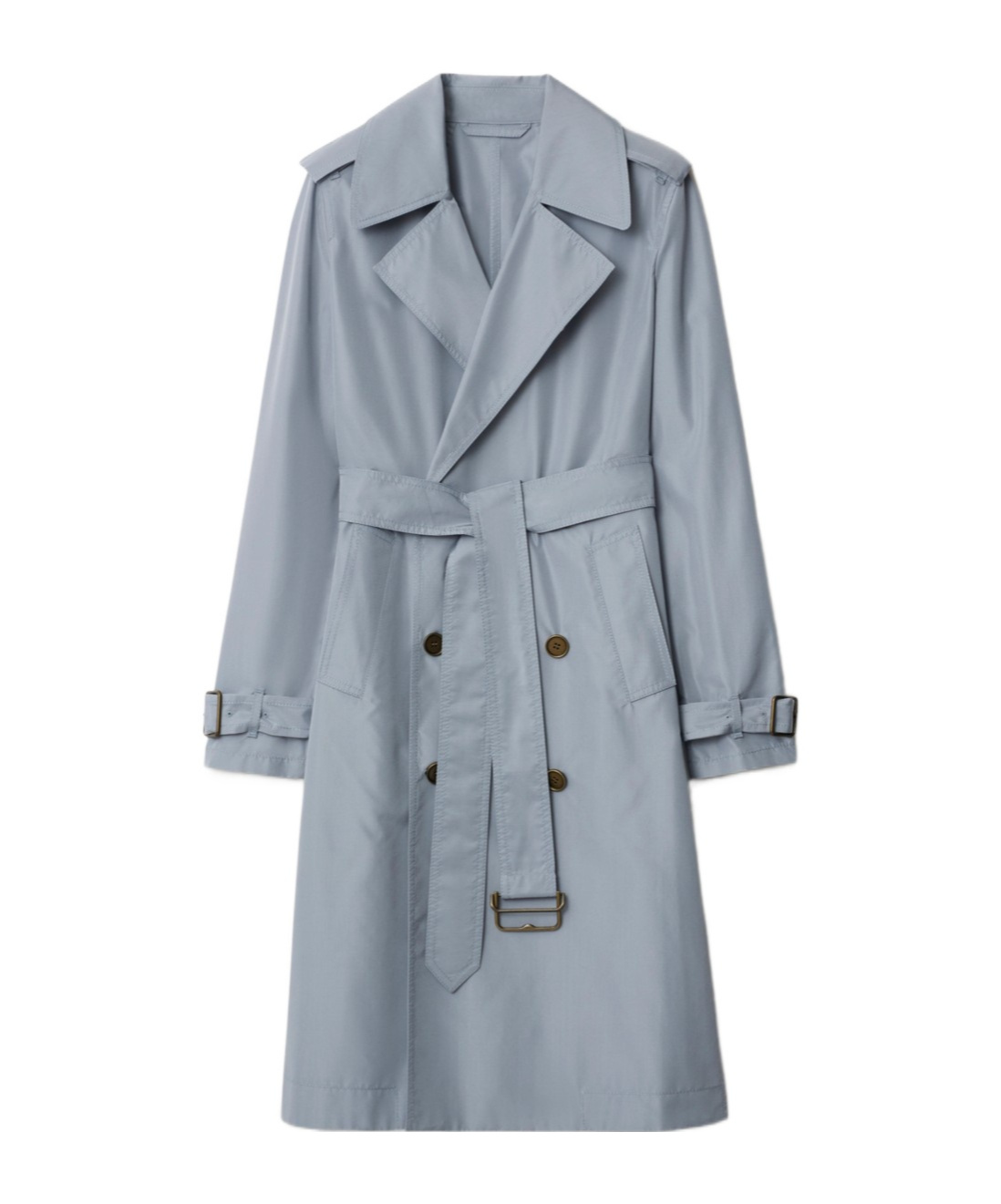 Burberry Long Silk Trench Coat In Gale