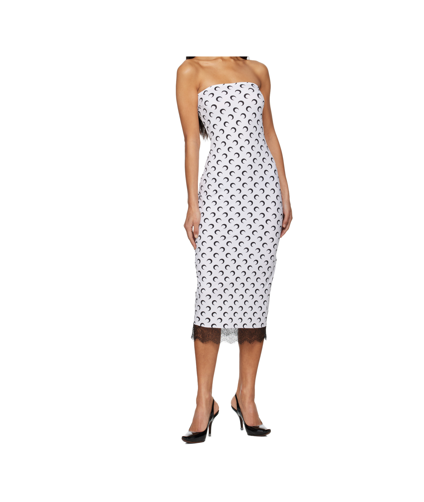 Marine Serre White Recycled Moon Jersey Bustier Midi Dress In Multi