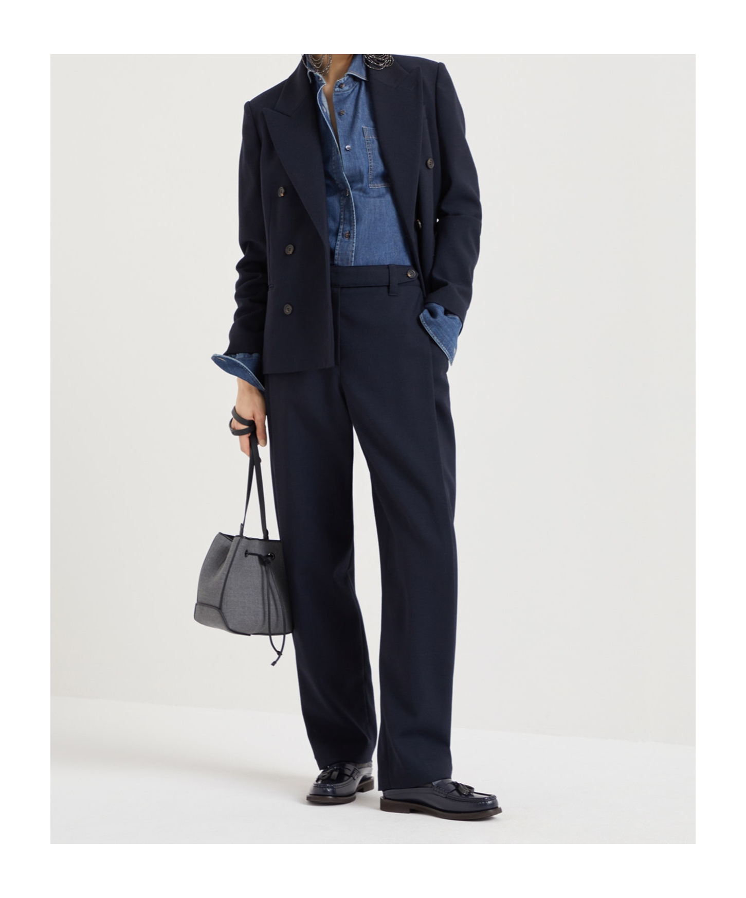 Brunello Cucinelli Peak-lapel Double-breasted Blazer In Night