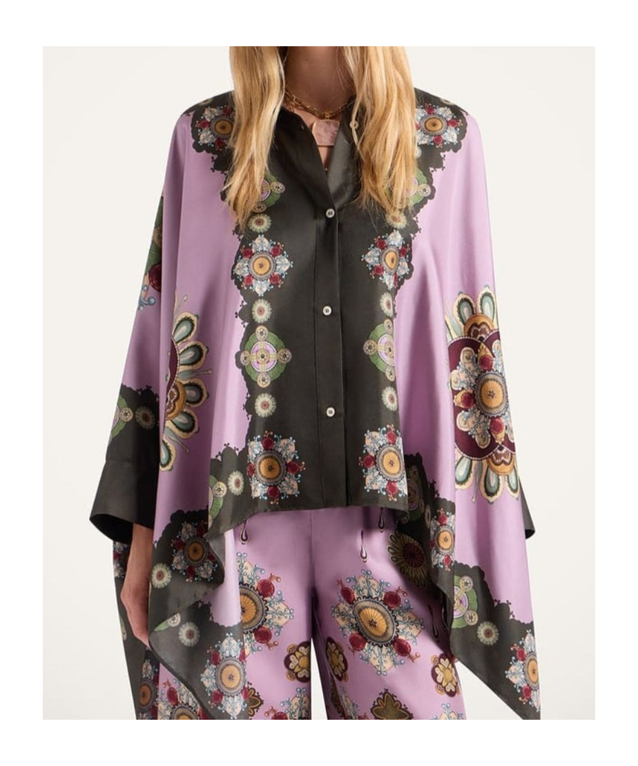 La Doublej Placée-print Silk Shirt In Multi