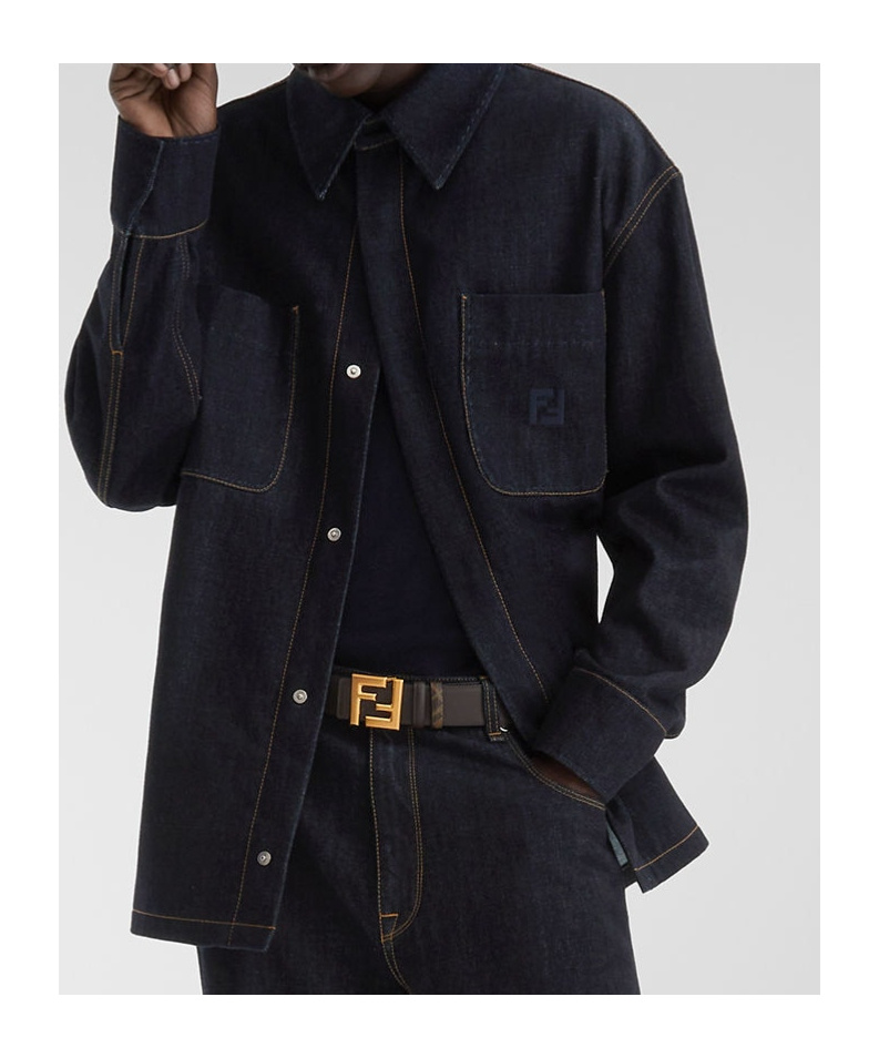 Fendi Logo Embroidered Denim Jacket In Black