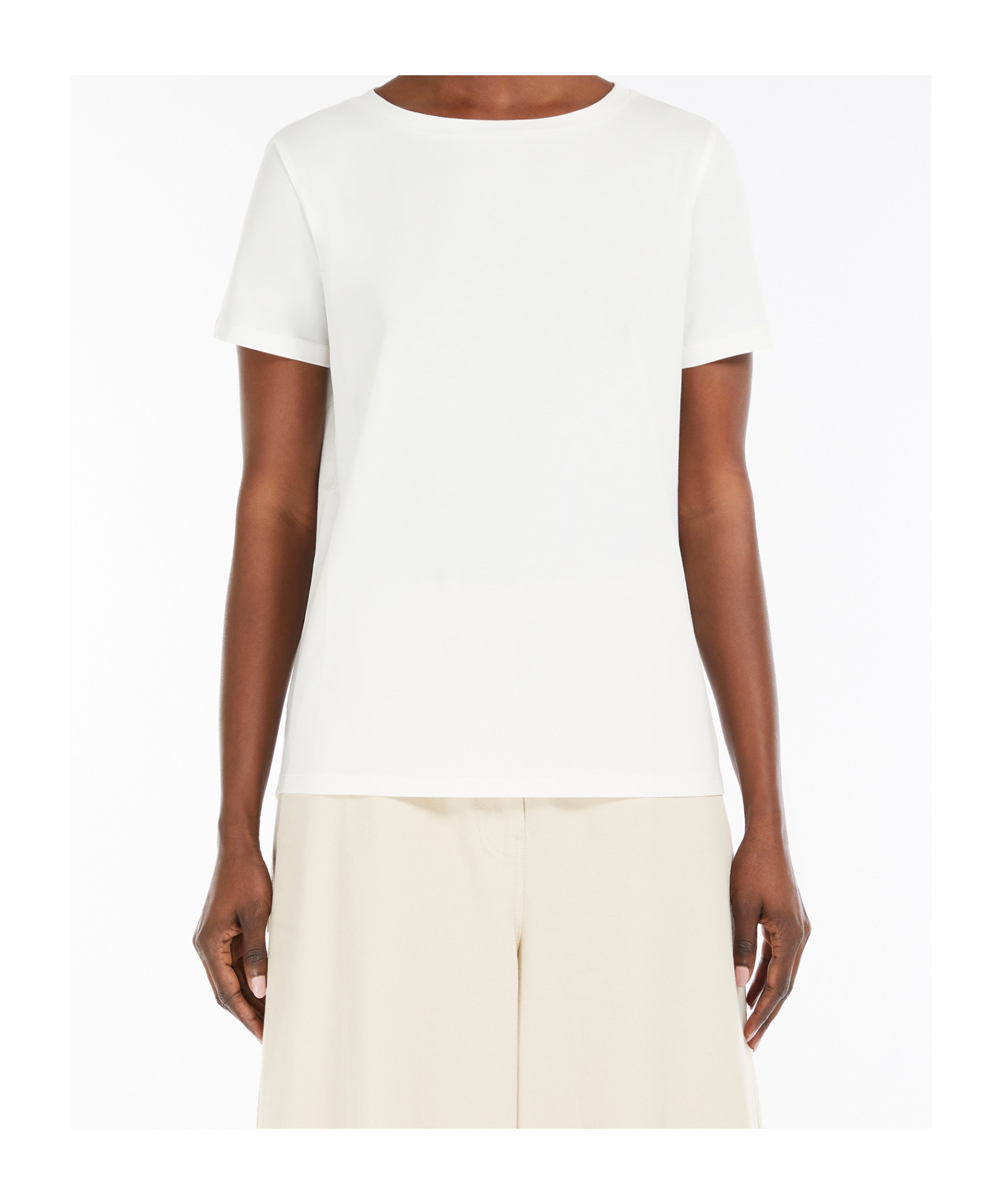 Weekend Max Mara Omens Multia Quarter-sleeve Cotton-jersey T-shirt White In White