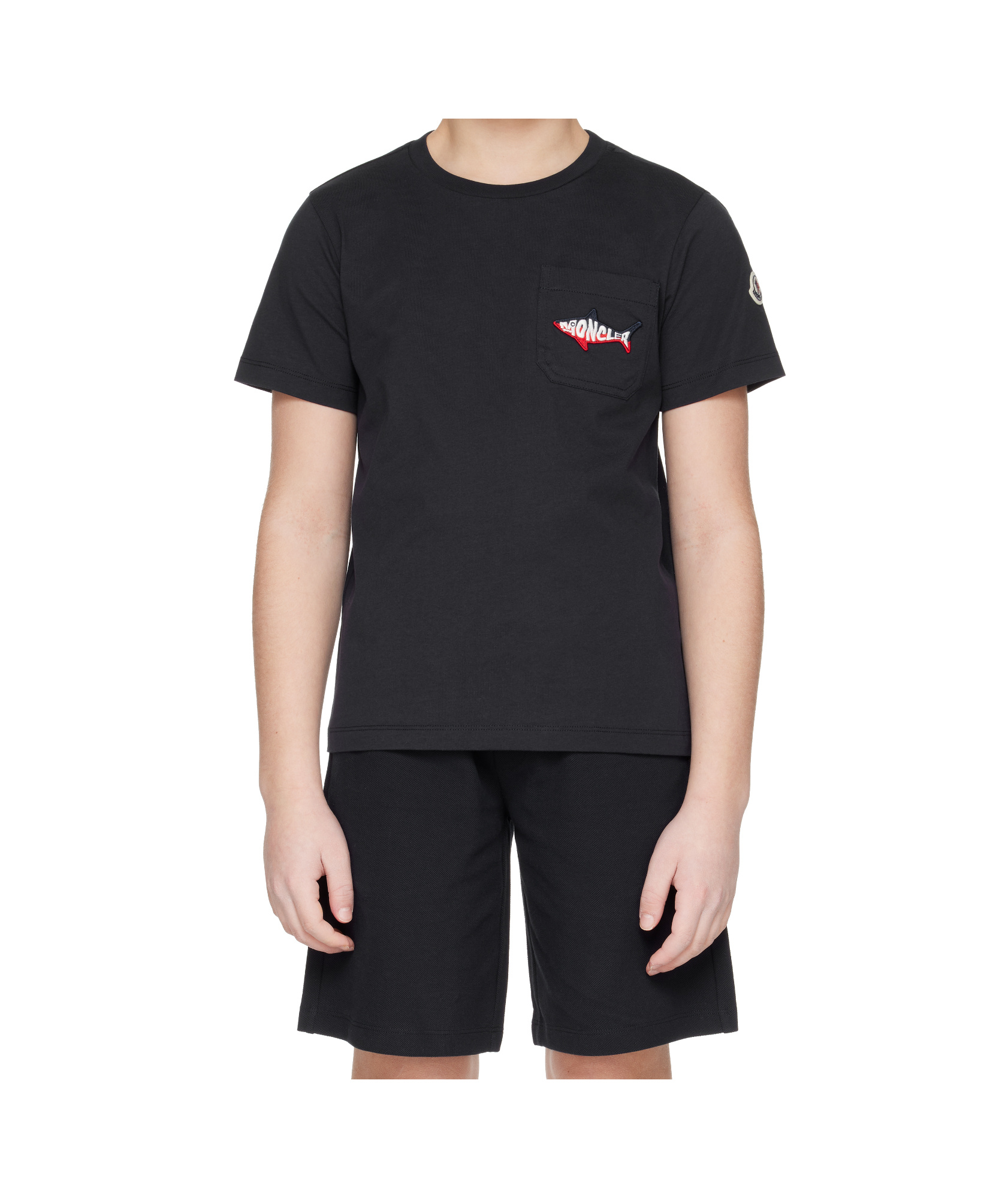 Moncler Round Neck Short Sleeve T-shirt In Blue