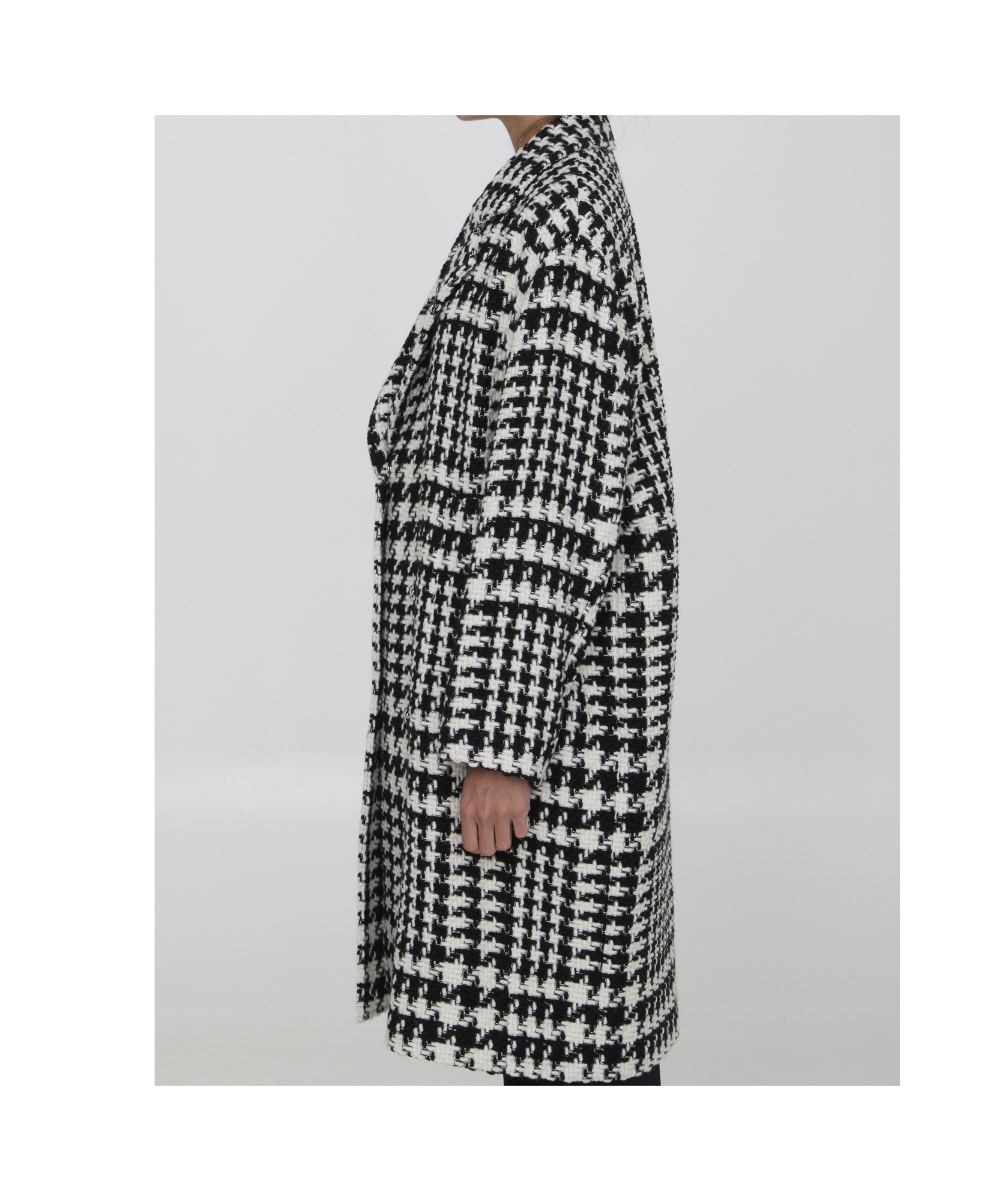 Shop Dolce & Gabbana Houndstooth-pattern Coat In Black