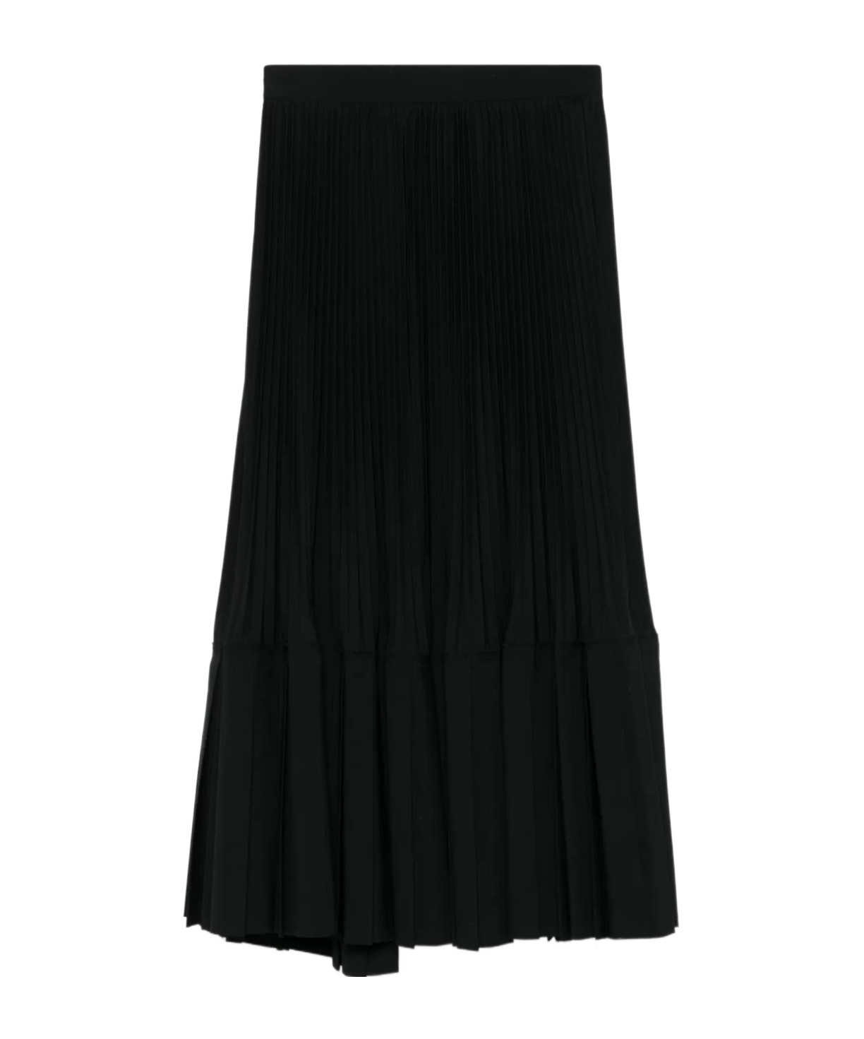 Junya Watanabe Flared Black Wool Midi Skirt In Black