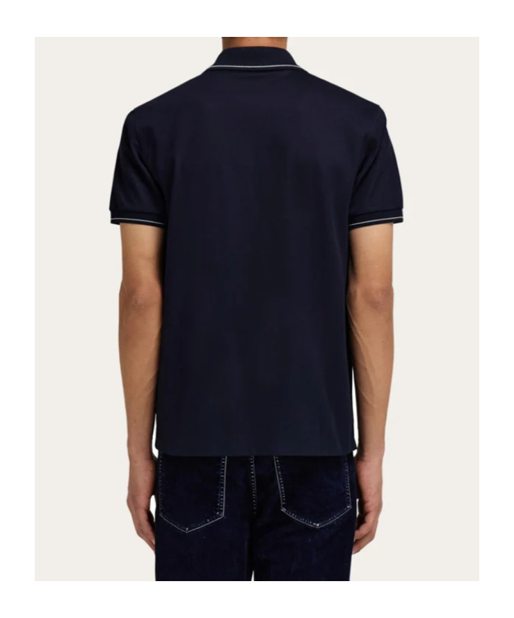 Ferragamo Gancini Pocket Trim Polo Shirt In Multi