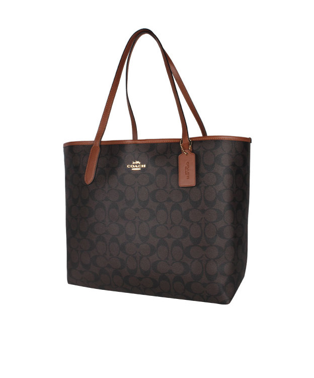 Coach Contrast-color Logo Handbag In Black