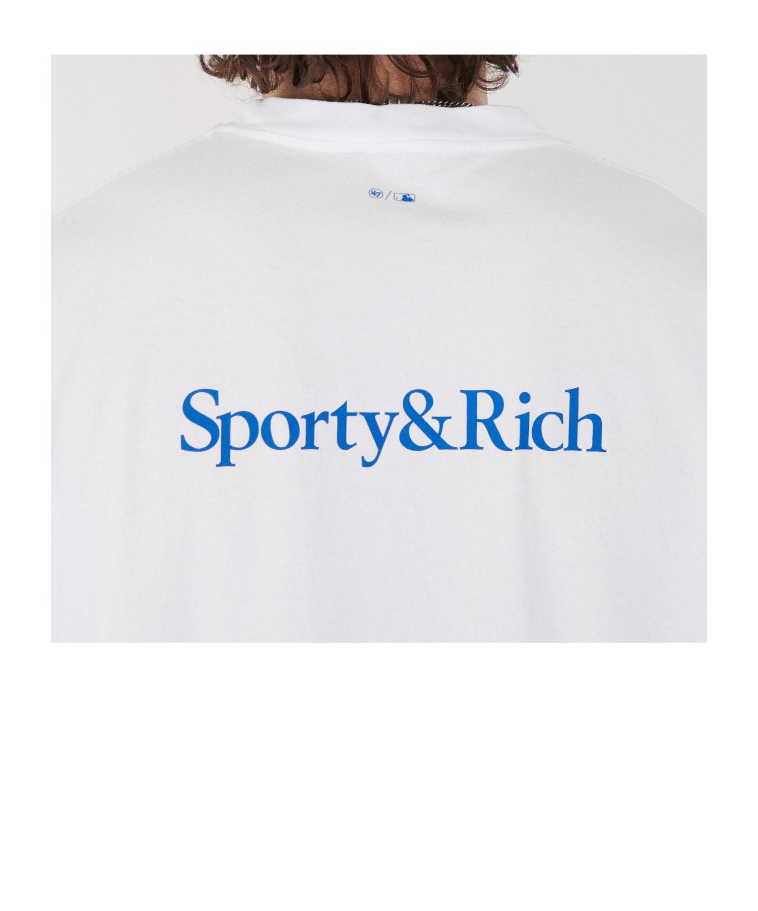 Sporty And Rich Womens White Dodgers Serif Round-neck Cotton-jersey T-shirt In White
