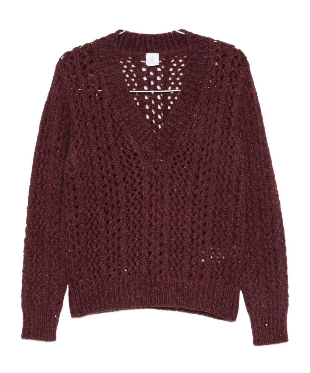 Eleventy V-neck Open-knit Sweater In Red