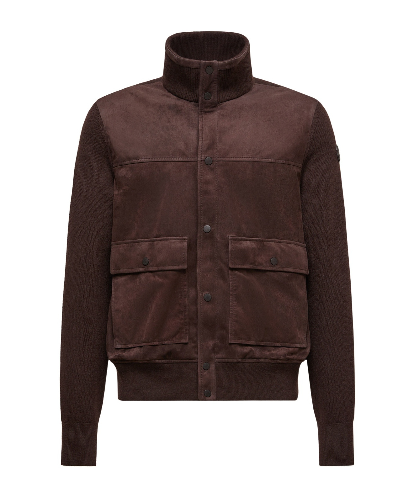 Moncler Wool Suede Cardigan In Burgundy