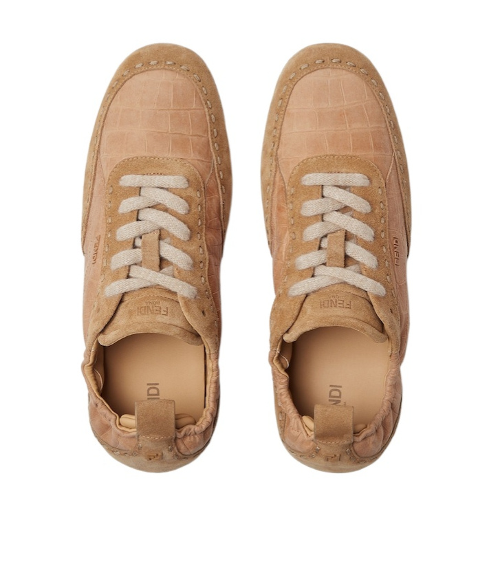 Fendi Beige Leather Low-tops In Brown