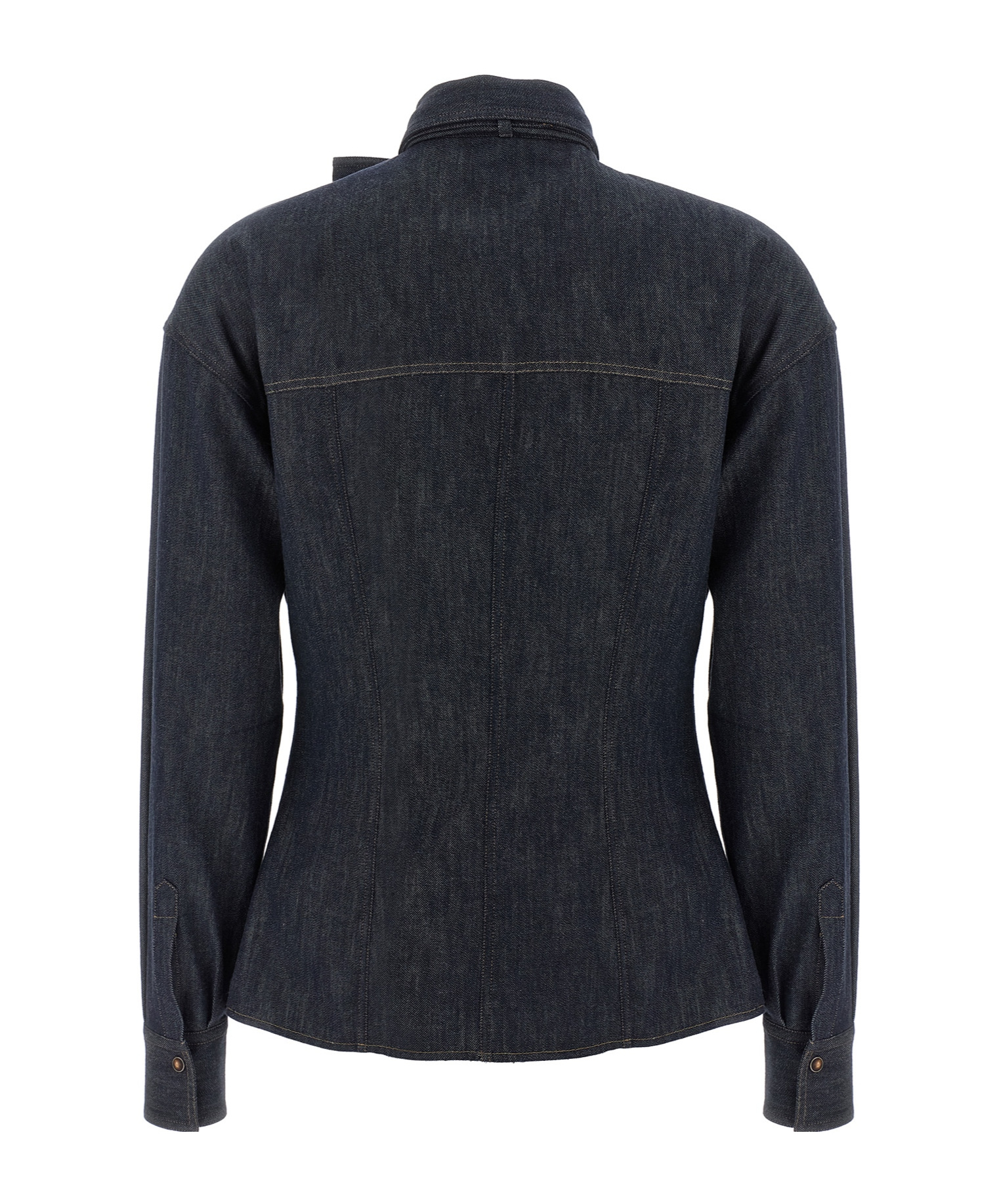 Brunello Cucinelli Bow Pocket Long Sleeve Shirt In Blue