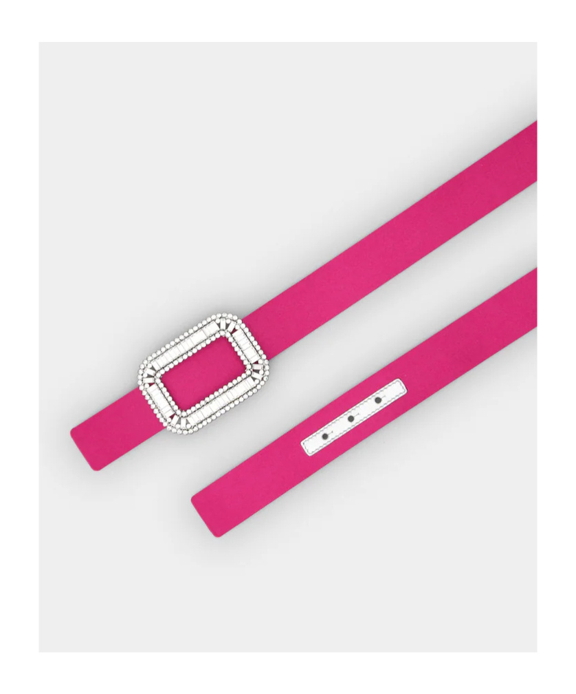 Roger Vivier Pilgrim Belt In Satin In Pink