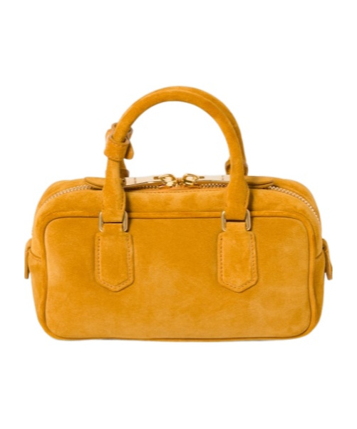 Miu Miu Arcadie Padded Suede Top-handle Bag In Orange