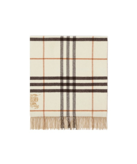 Burberry Wide Reversible Checked Fringed Scarf In Brown