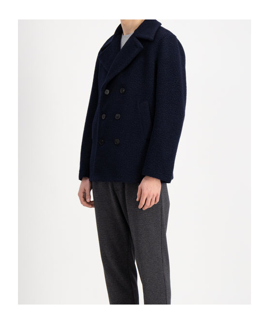 Harris Wharf London Caban Doppiopetto In Lana Cotta In Blue