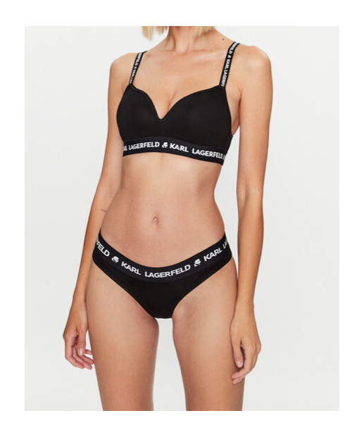 Shop Karl Lagerfeld Logo Padded Bra In Black