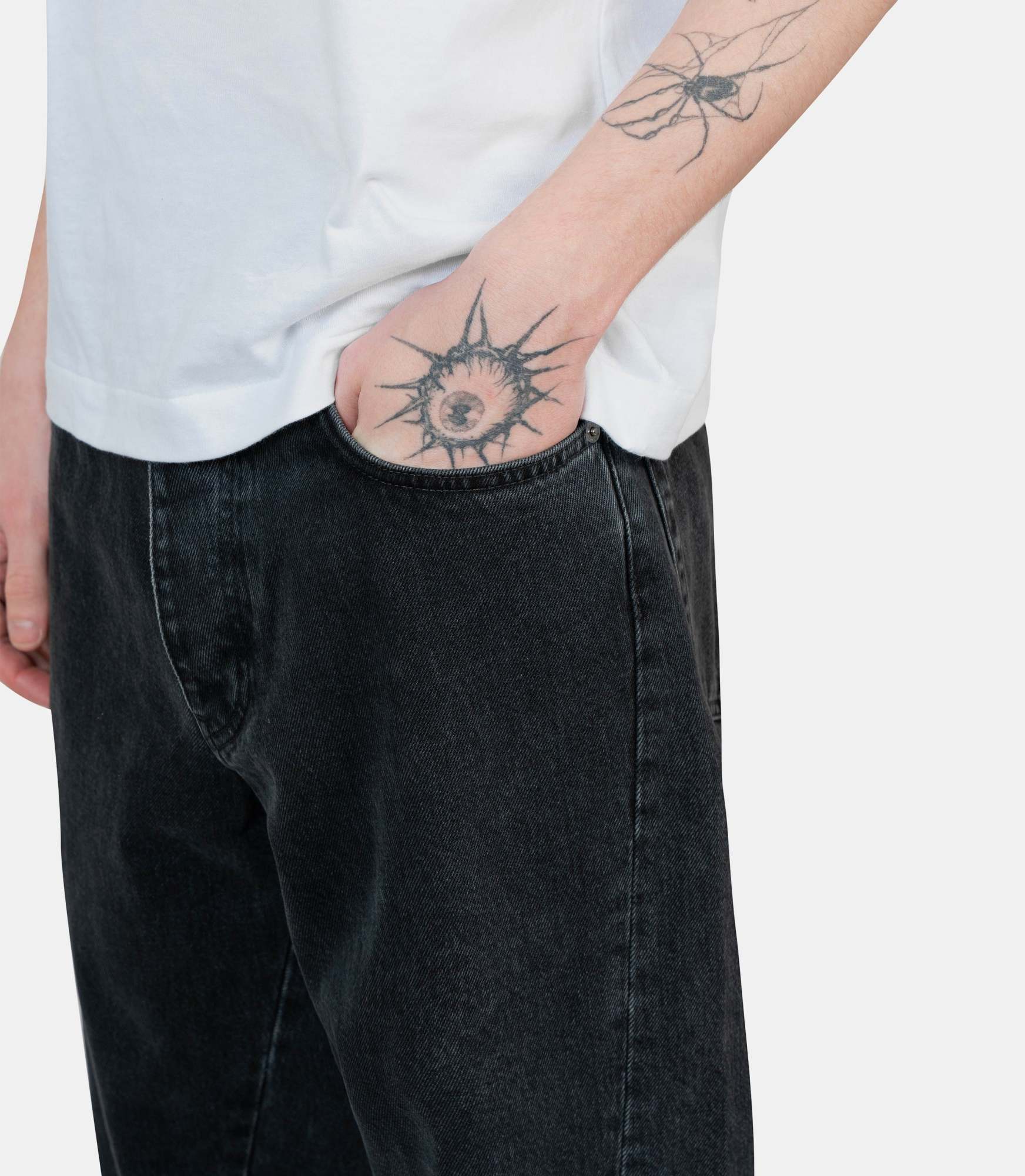 Sunflower Belt Loop Denim Trousers In Black