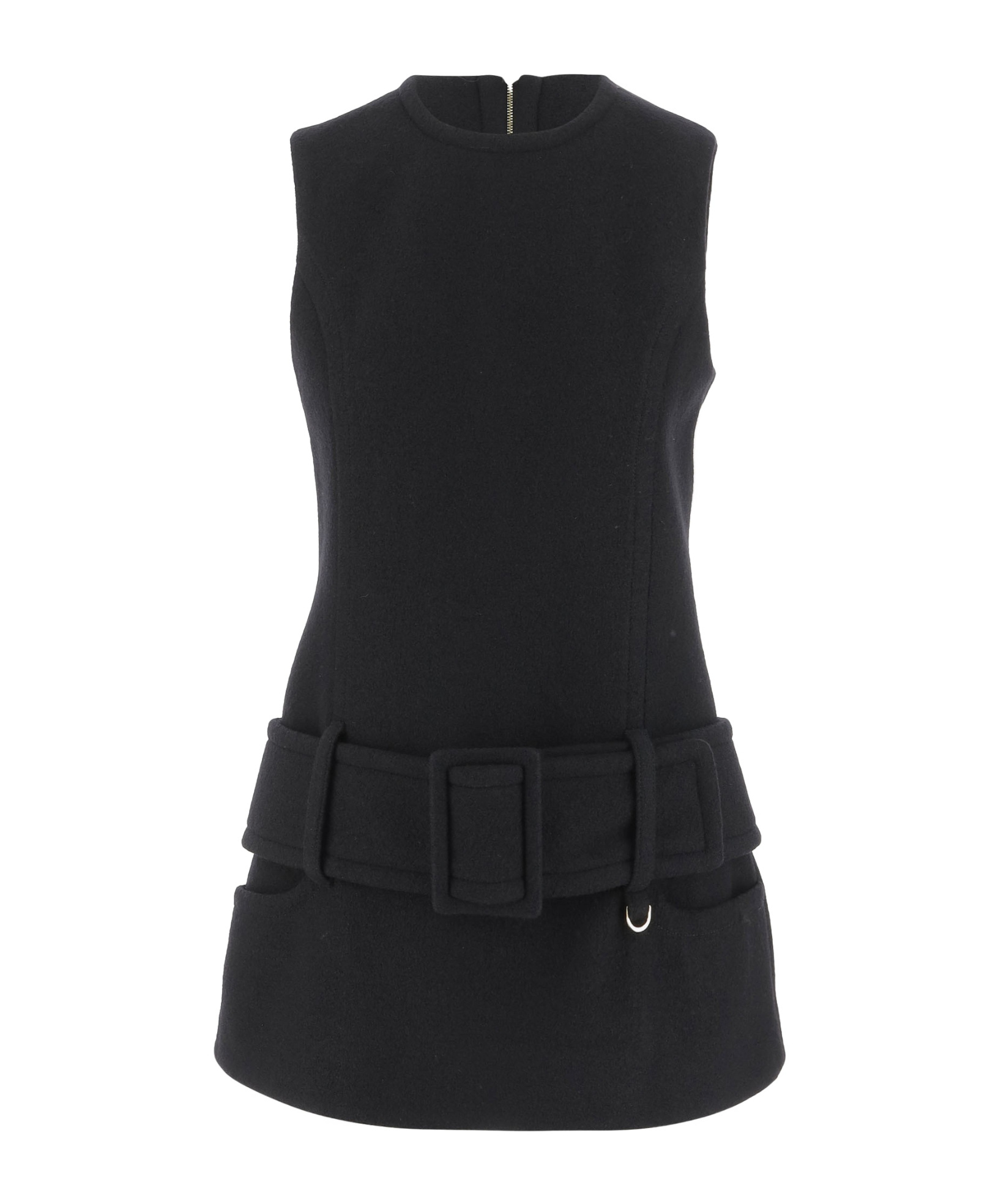 Patou Boiled Wool Mini Dress In Black