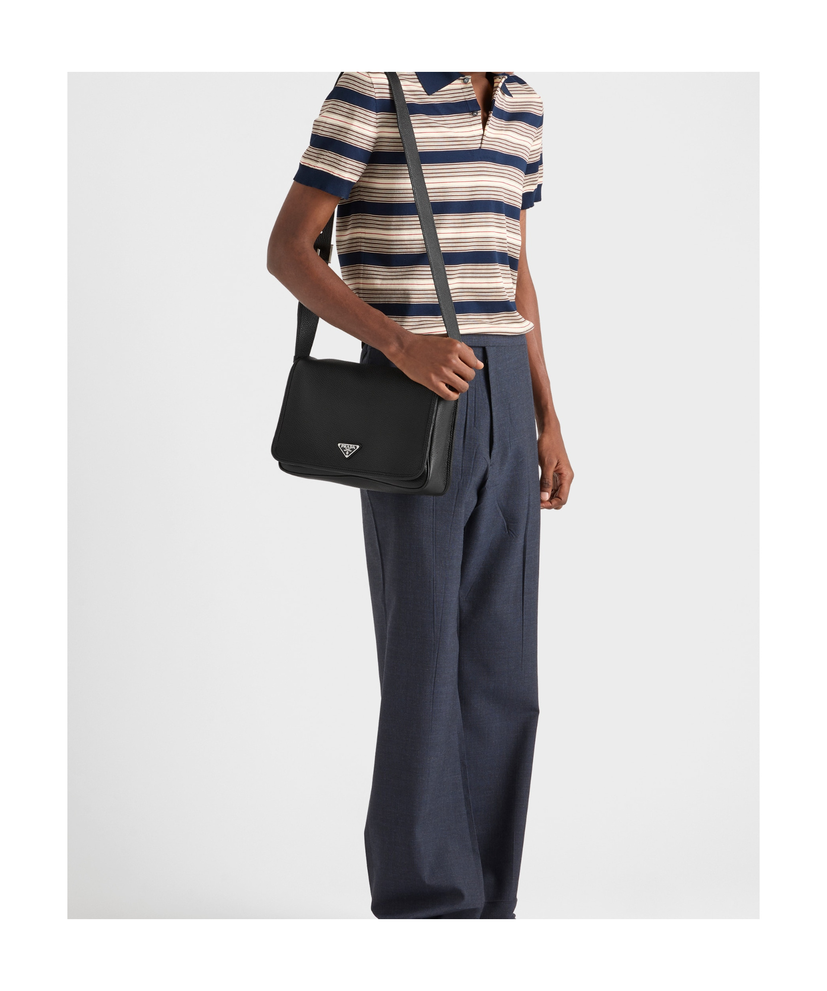 Prada Textured Leather Messenger Bag