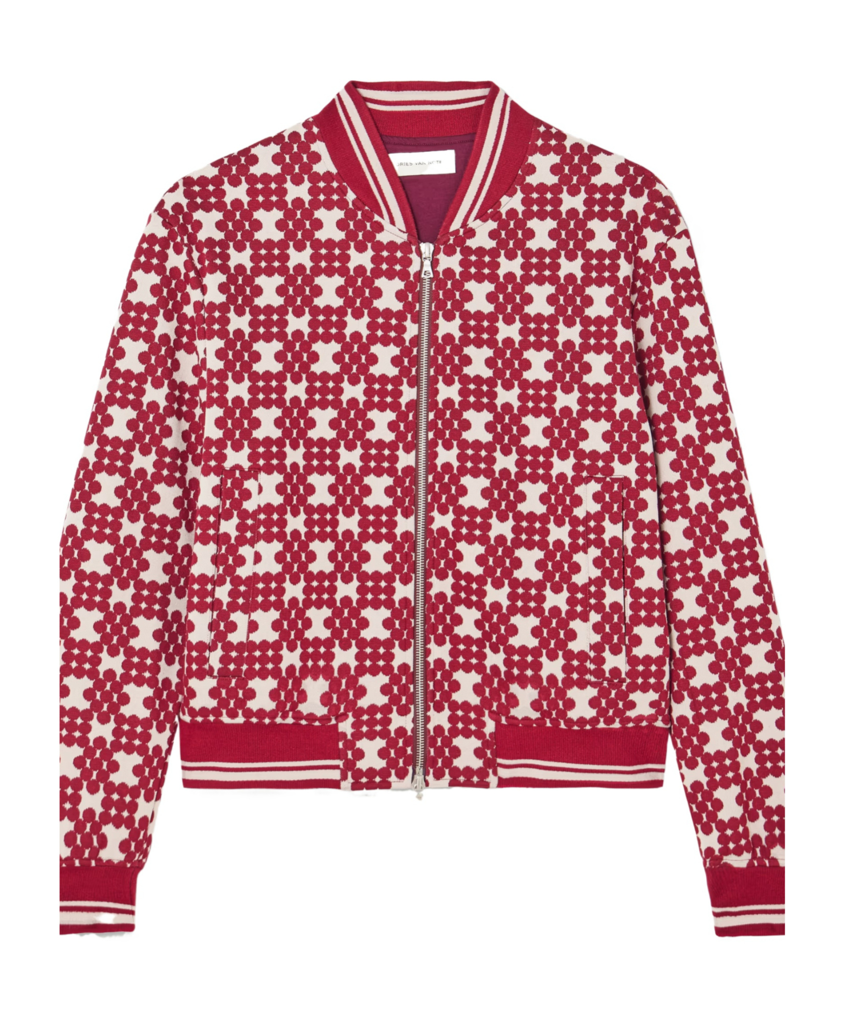 Dries Van Noten Jacquard Knit Sports Jacket In Red