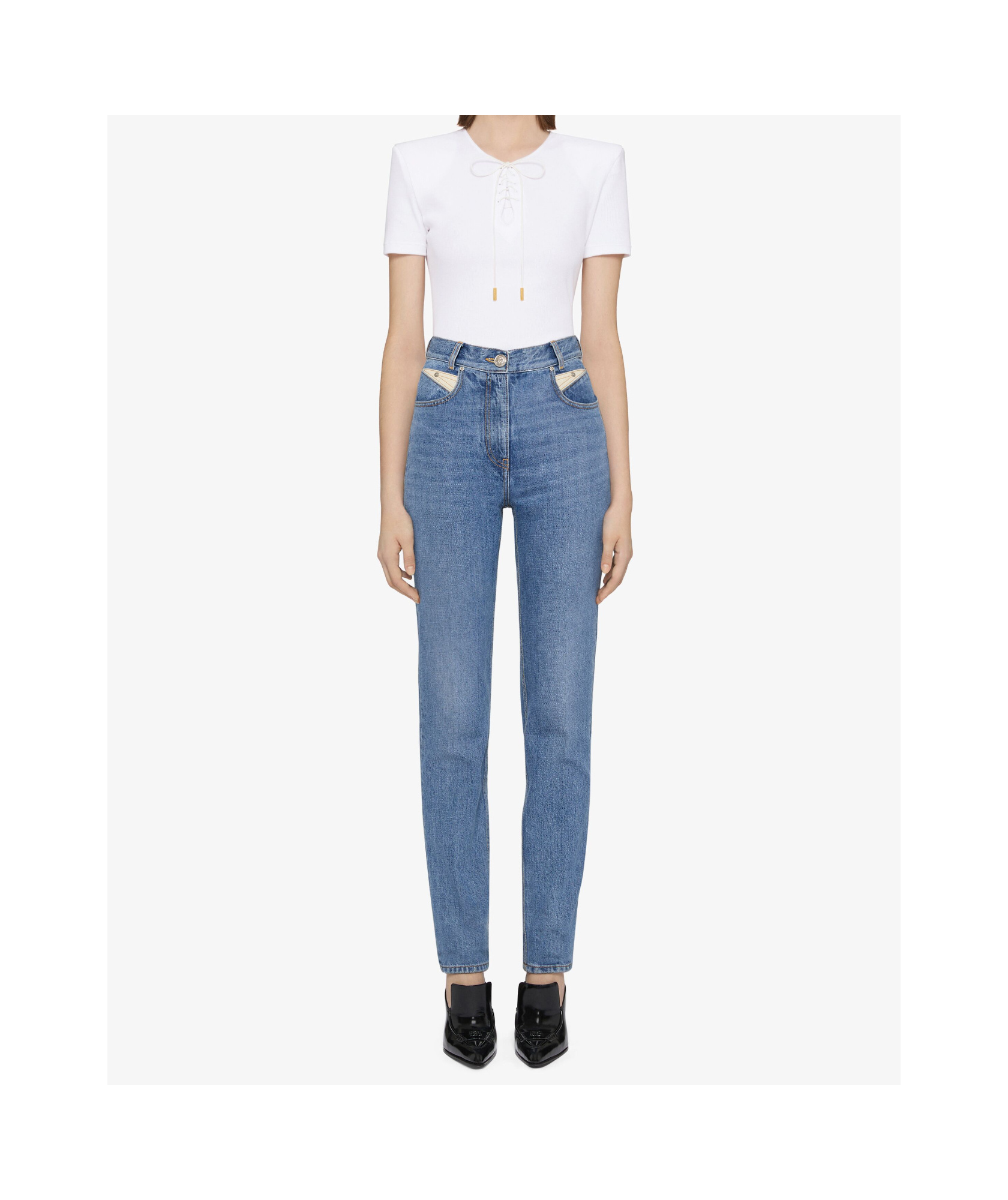 Givenchy Slim Fit Jeans In Denim With Yoke In Denim Blue