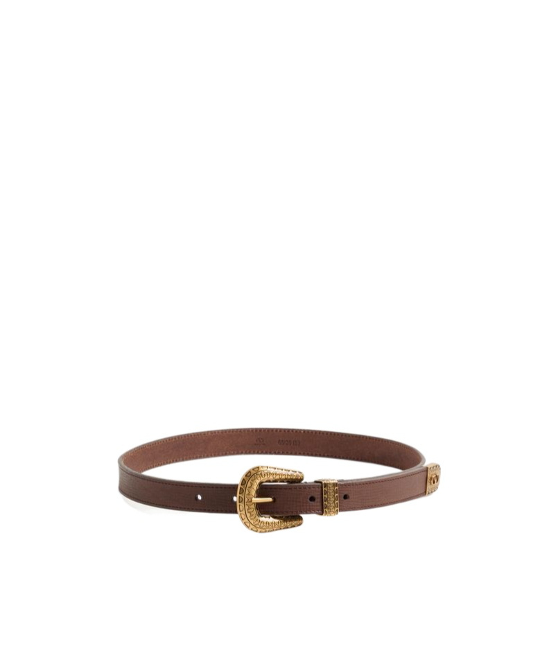 Valentino Garavani Vlogo Signature Calfskin Belt 20 Mm Woman Chocolate 100 In Chocolate-colored