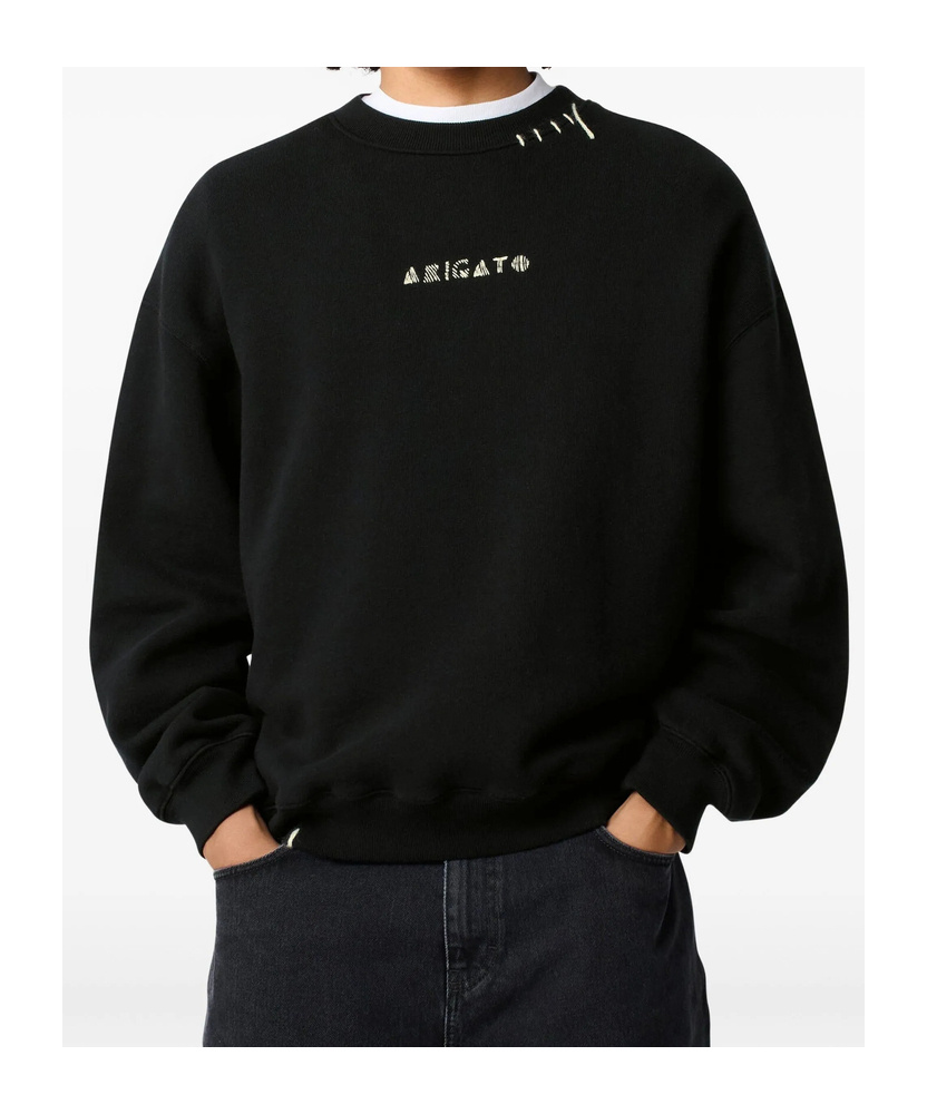 Axel Arigato Embroidered Logo Black Sweatshirt With Drop Shoulder Design In Black