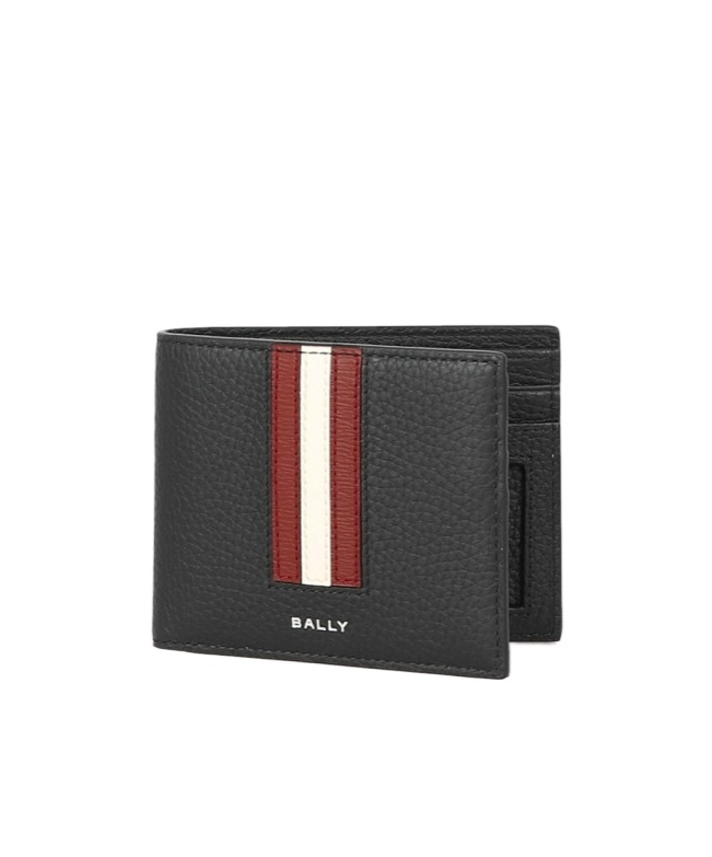 Bally Logo Plaque Bi-fold Wallet In Black