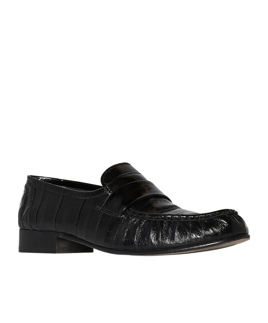 The Row Soft Leather Flat Loafers In Black