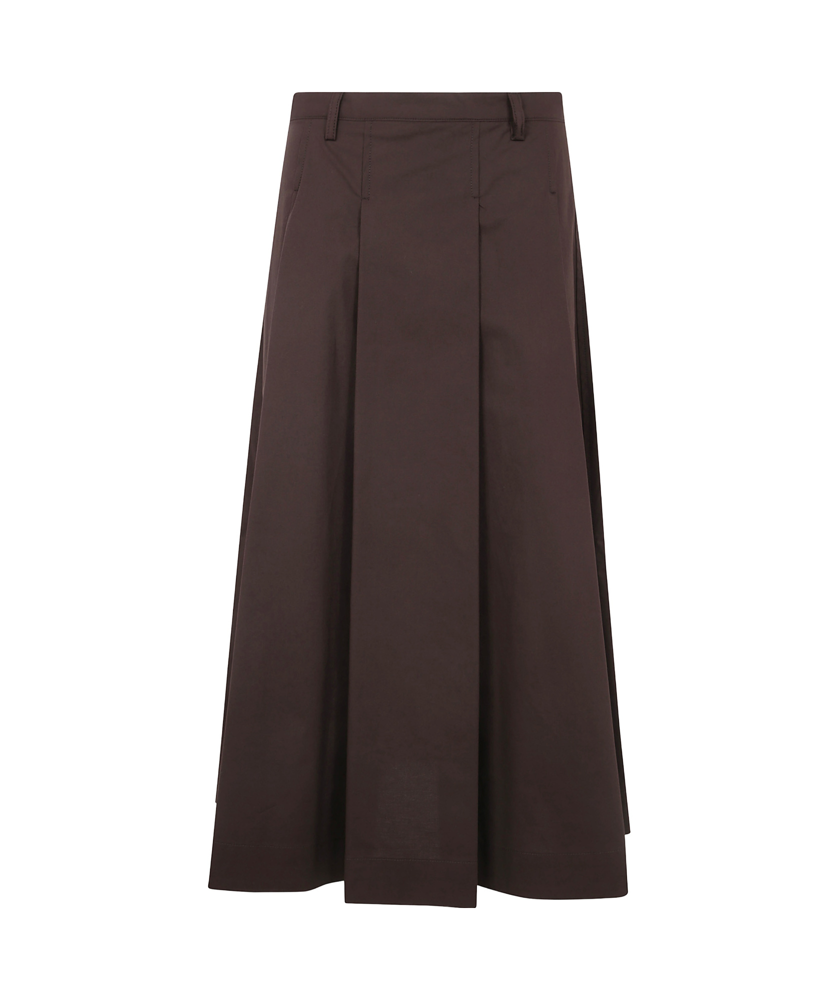 Seventy A-line Brown Poplin Stretch Maxi Skirt In Black