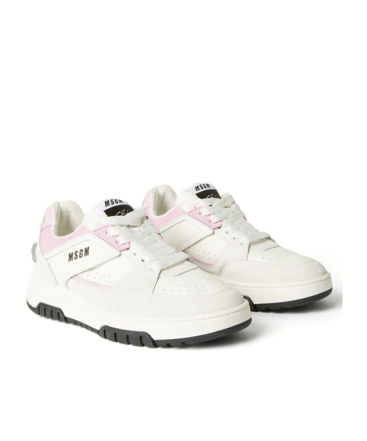 Msgm Logo-print Leather Sneakers In White